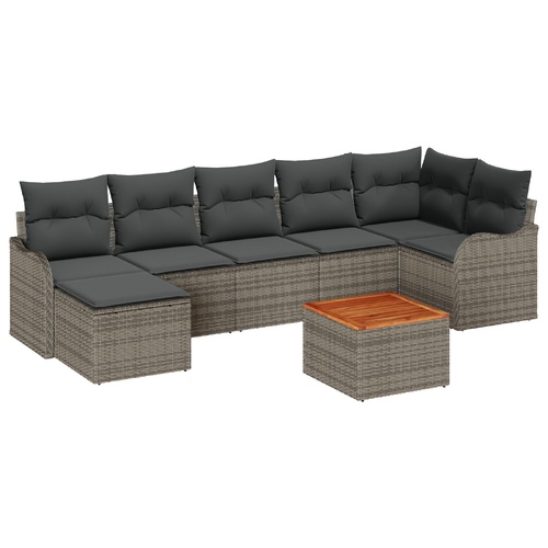 Garden Sofa Set 8 pcs Grey Poly rattan