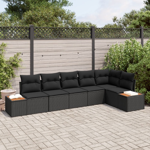 Garden Sofa Set with Cushion 6 pcs Black Poly rattan