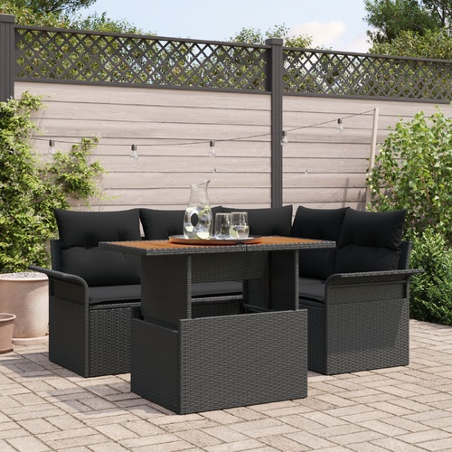 Garden Sofa Set with Cushion 5 pcs Black