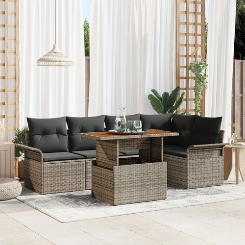Garden Sofa Set with Cushion Manual 6 pcs Grey