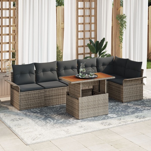 Garden Sofa Set with Cushion 7 pcs Grey