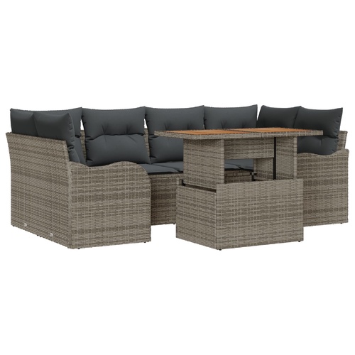 Garden Sofa Set with Cushion Manual 7 pcs Grey