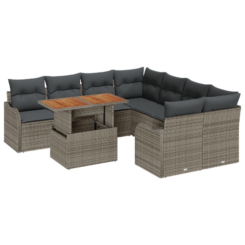 Garden Sofa Set with Cushion Manual 7 pcs Grey