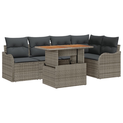 Garden Sofa Set with Cushion Manual 6 pcs Grey
