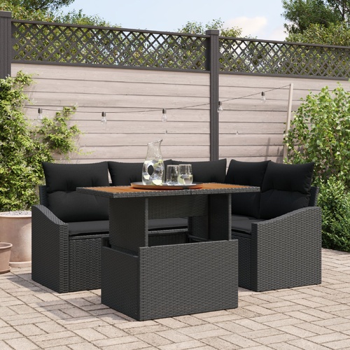 Garden Dining Set with Cushion Black and Brown 100 x 55 x 73 cm