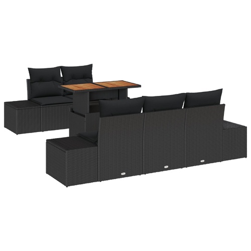 Garden Dining Set with Cushion Manual 6 pcs Black and Brown