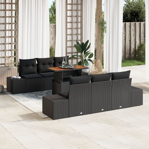 Garden Dining Set Manual 7 pcs Black and Brown 100 x 55 x 73 cm