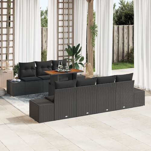 Garden Dining Set with Cushion Manual 8 pcs Black and Brown