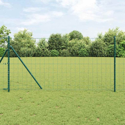 Fence with Posts Green 1 x 10 m Steel