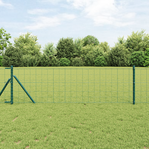 Euro Fence Set of 2 Green Steel 25 x 0.8 m Durable Euro Fence