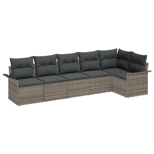 Garden Sofa Set with Cushion 6 pcs Grey Poly rattan