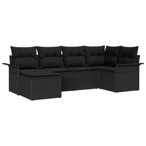 Garden Sofa Set with Storage 6 pcs Black Poly Rattan