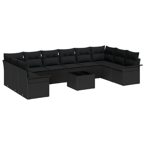 Garden Sofa Set with Cushion 11 pcs Beige Poly rattan
