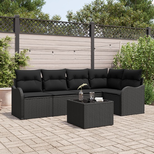 Garden Sofa Set with Storage 6 pcs Beige Poly Rattan