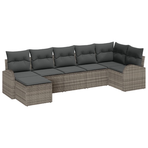 Garden Sofa Set 7 pcs Grey Poly rattan