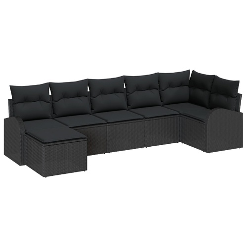 Garden Sofa Set 7 pcs Black Poly rattan