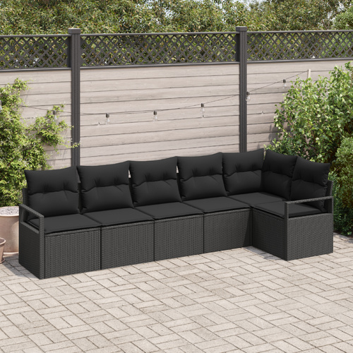 Garden Sofa Set 6 pcs Black Poly Rattan and Powder-Coated Steel