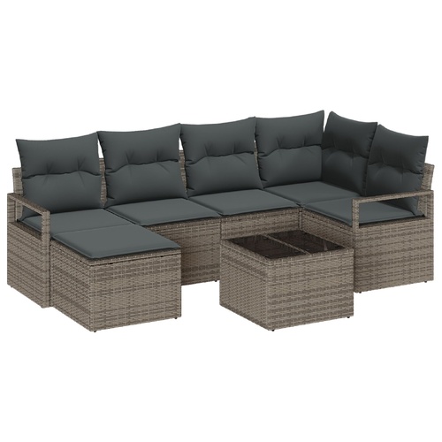 Garden Sofa Set with Cushion with Storage 7 pcs Light Grey