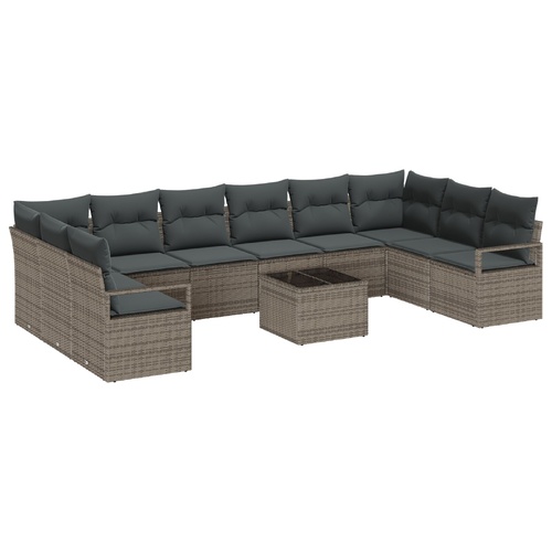 Garden Sofa Set with Cushion with Storage 11 pcs Light Grey