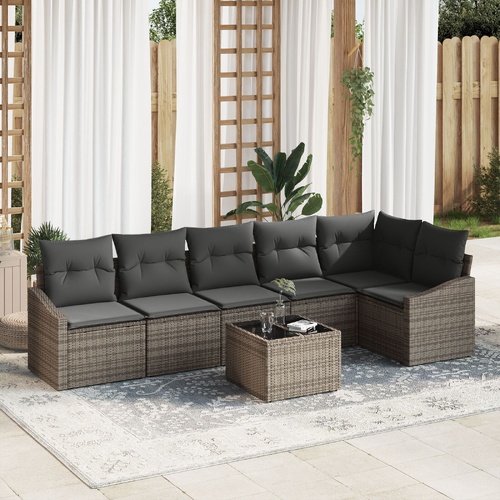 Garden Dining Set with Cushion with Storage 7 pcs Light Grey