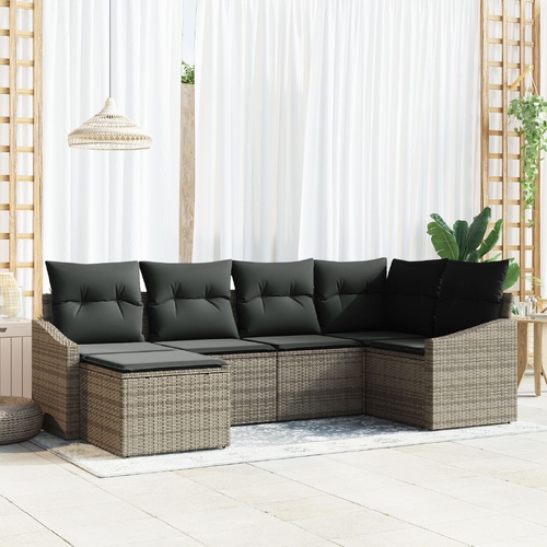 Garden Dining Set with Cushion with Storage 6 pcs Grey