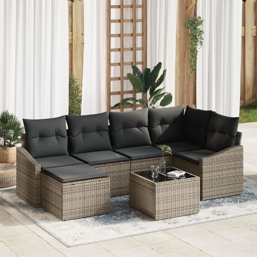 Garden Dining Set with Cushion with Storage 7 pcs Light Grey