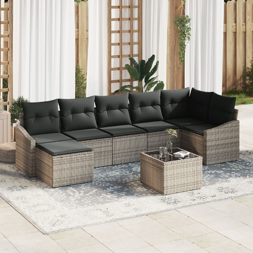 Garden Dining Set with Cushion with Storage 8 pcs Light Grey
