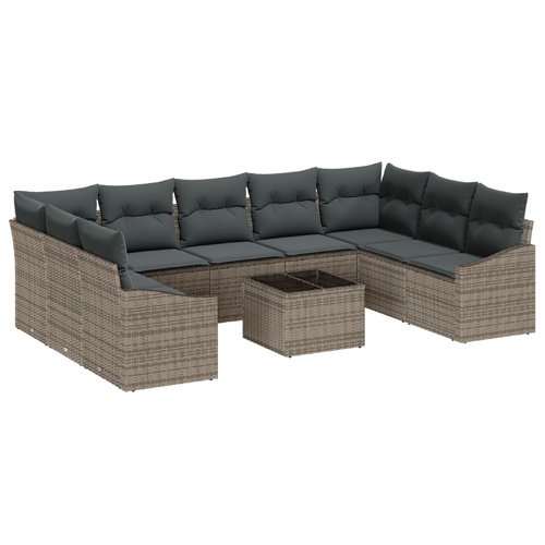 Garden Sofa Set with Storage Light Grey Poly Rattan