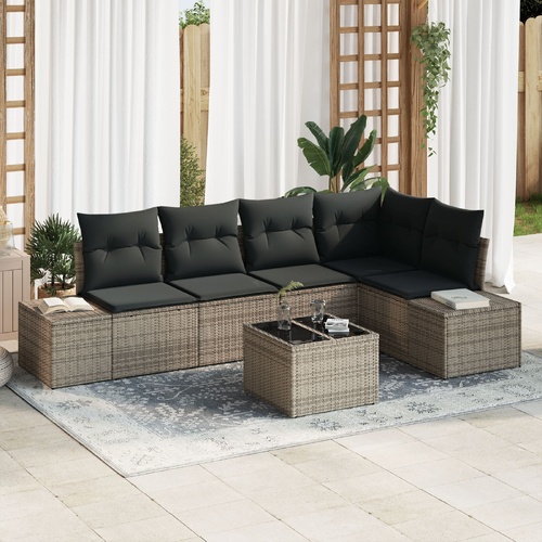 Garden Sofa Set with Storage Light Grey Poly Rattan