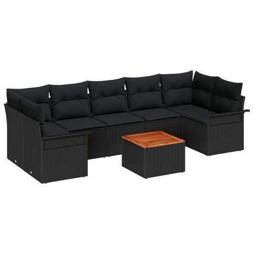 Garden Sofa Set with Cushion with Storage Manual 8 pcs Black
