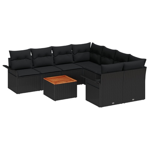 Garden Sofa Set with Cushion with Storage Manual 9 pcs Black