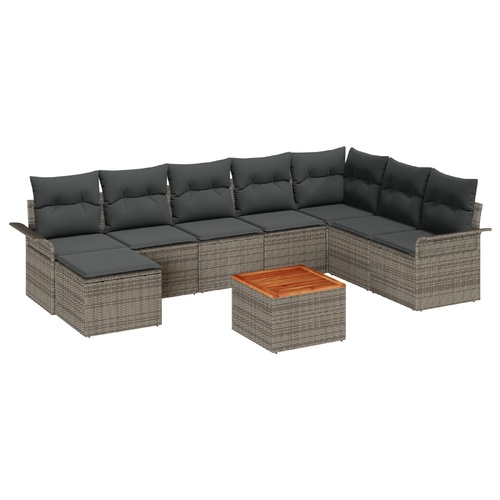 Garden Sofa Set with Cushion with Storage 9 pcs Grey
