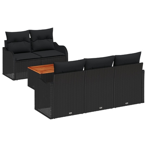 Garden Sofa Set with Cushion with Storage Manual 6 pcs Black