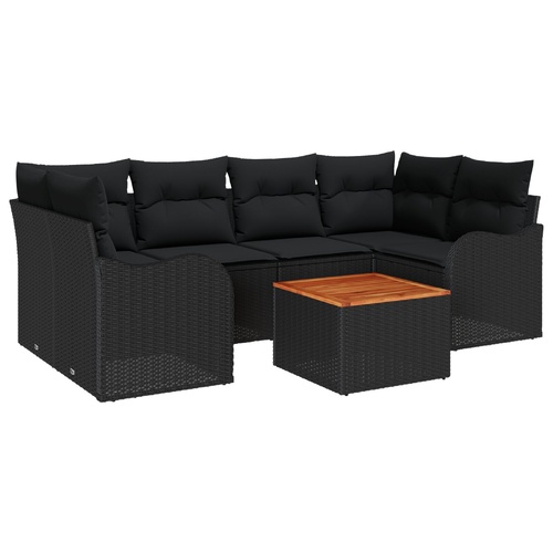 Garden Sofa Set 7 pcs Black