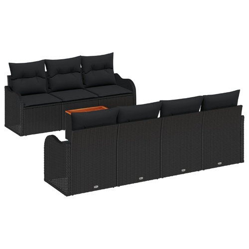 Garden Sofa Set with Storage 8 pcs Black Poly Rattan