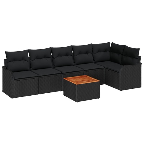 Garden Sofa Set with Storage 7 pcs Black Poly Rattan