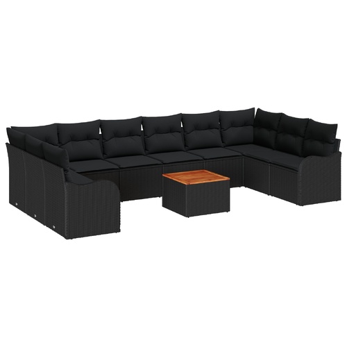 Garden Sofa Set 11 pcs Black