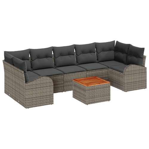 Garden Sofa Set with Storage 8 pcs Grey Poly Rattan