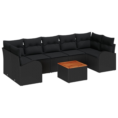Garden Sofa Set with Storage 8 pcs Black Poly Rattan