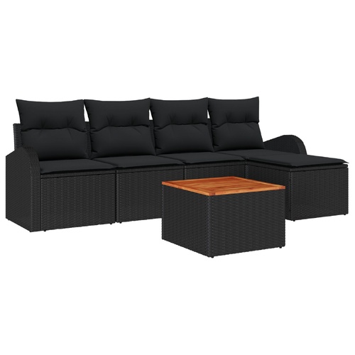 Garden Sofa Set 6 pcs Black