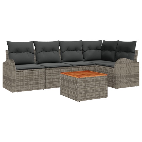 Garden Sofa Set with Storage 6 pcs Grey Poly Rattan