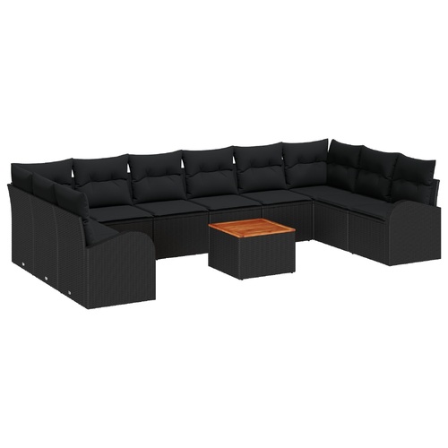 Garden Sofa Set 11 pcs Black