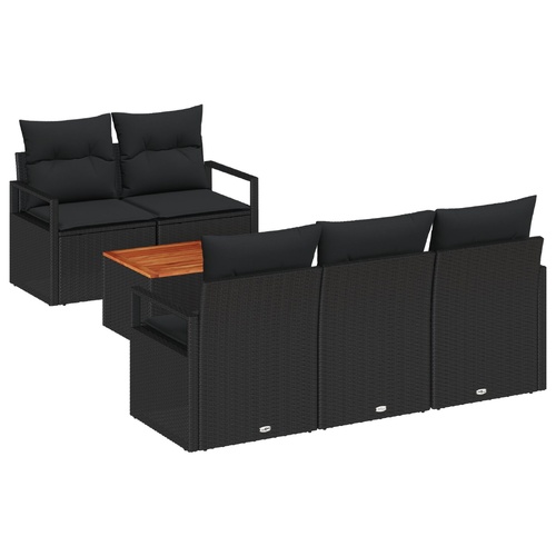 Garden Sofa Set 6 pcs Black