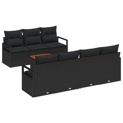 Garden Sofa Set with Storage 8 pcs Black Poly Rattan