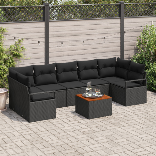 Garden Sofa Set with Storage 8 pcs Black Poly Rattan