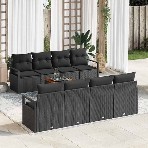 Garden Sofa Set with Storage 9 pcs Black Poly Rattan