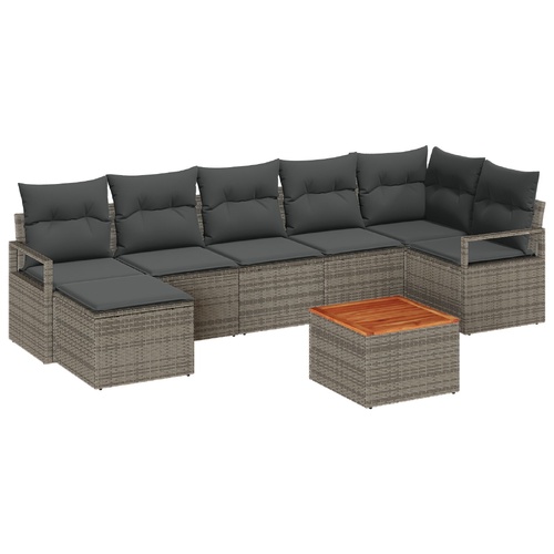 Garden Sofa Set with Storage 8 pcs Grey Poly Rattan