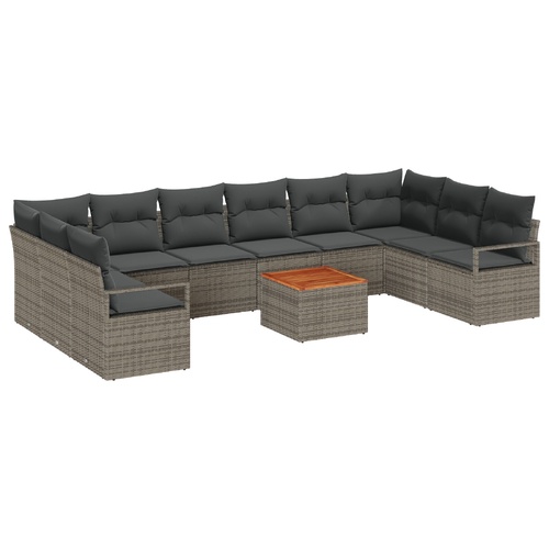 Garden Sofa Set with Storage 11 pcs Grey Poly Rattan