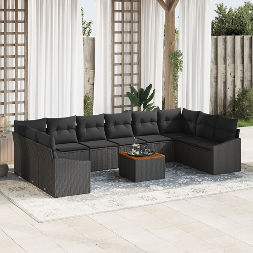 Garden Sofa Set 11 pcs Black