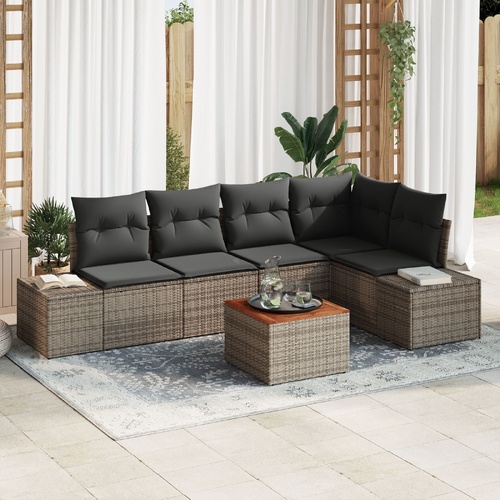 Garden Sofa Set with Storage 6 pcs Grey Poly Rattan
